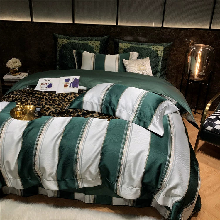 New Luxury Black Gold Yarn-dyed Jacquard Egyptian Cotton Bedding
