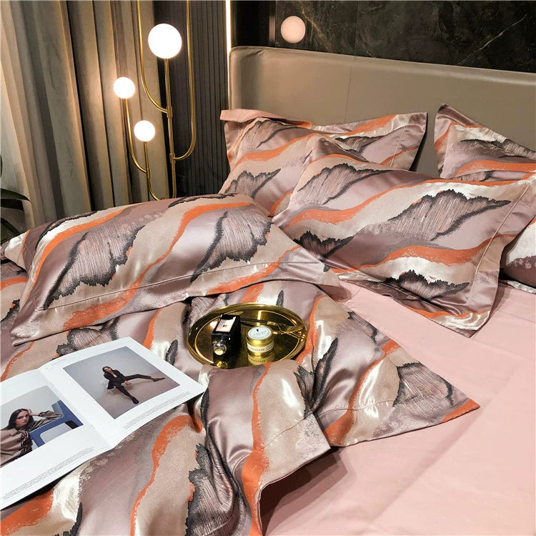 New Luxury Black Gold Yarn-dyed Jacquard Egyptian Cotton Bedding