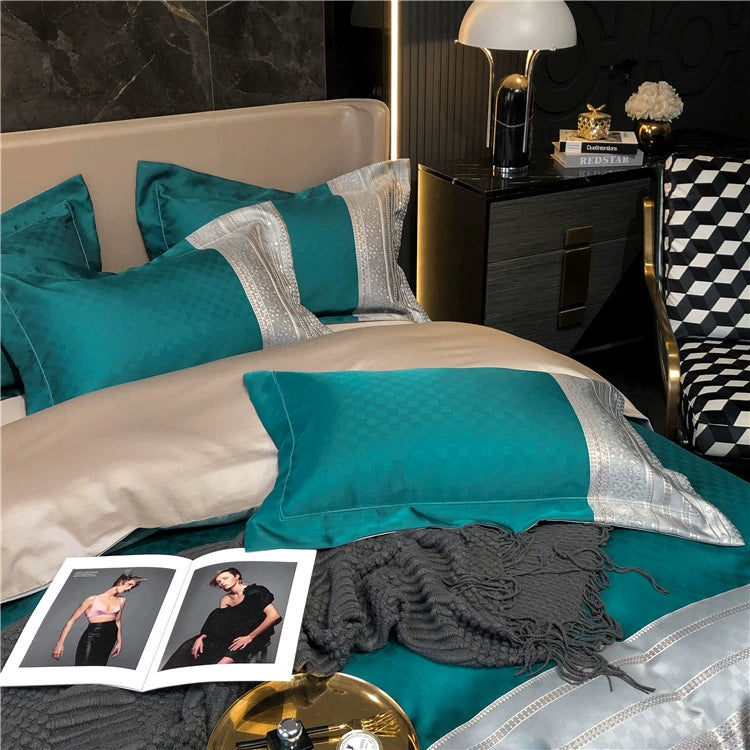 New Luxury Black Gold Yarn-dyed Jacquard Egyptian Cotton Bedding
