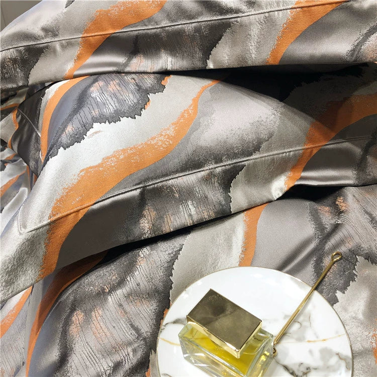 New Luxury Black Gold Yarn-dyed Jacquard Egyptian Cotton Bedding