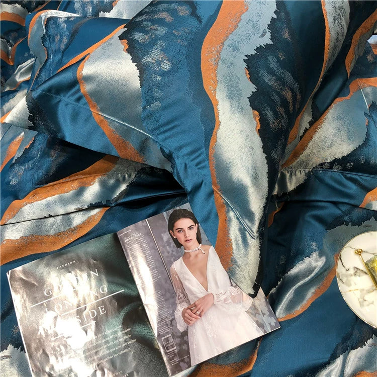 New Luxury Black Gold Yarn-dyed Jacquard Egyptian Cotton Bedding