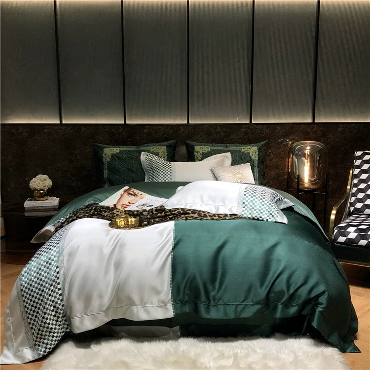 New Luxury Black Gold Yarn-dyed Jacquard Egyptian Cotton Bedding
