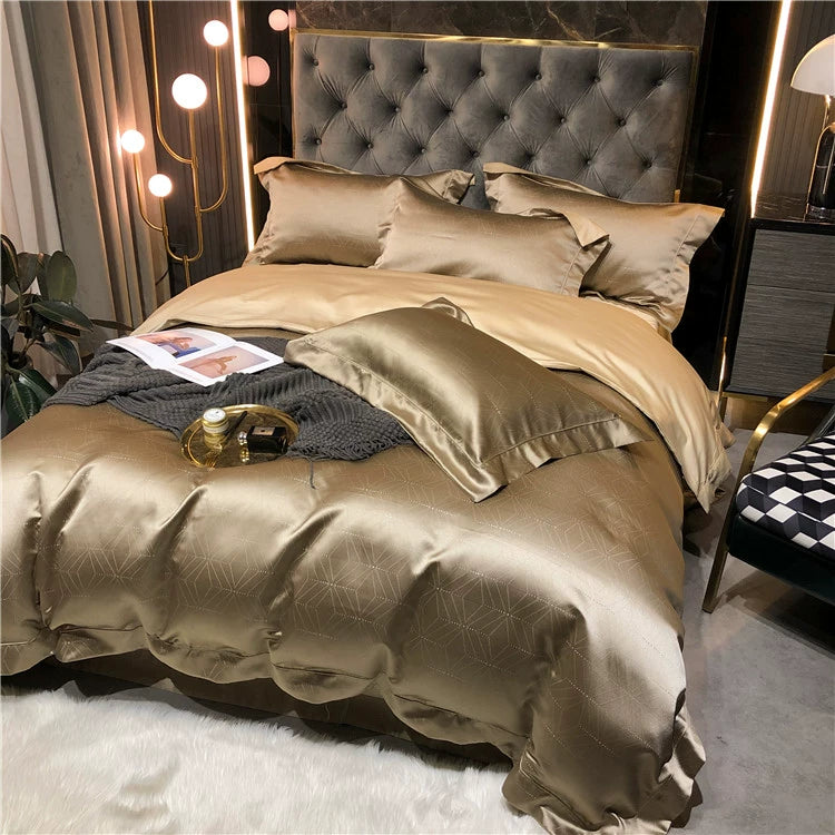 New Luxury Black Gold Yarn-dyed Jacquard Egyptian Cotton Bedding