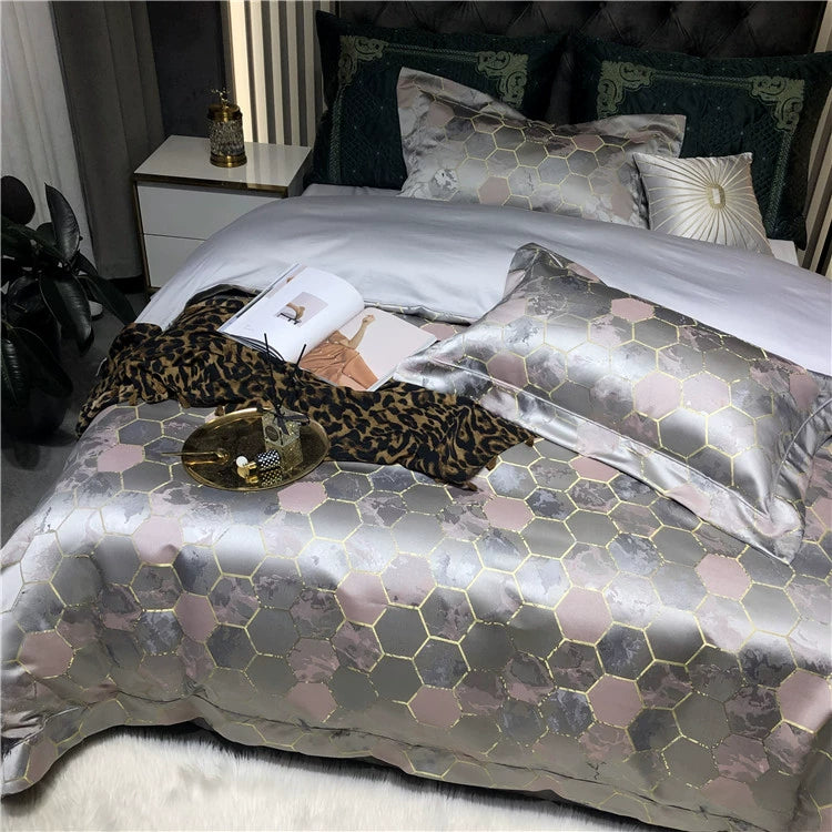 New Luxury Black Gold Yarn-dyed Jacquard Egyptian Cotton Bedding