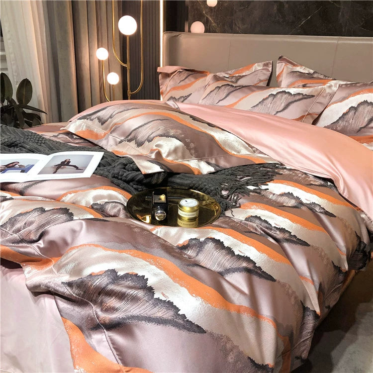 New Luxury Black Gold Yarn-dyed Jacquard Egyptian Cotton Bedding
