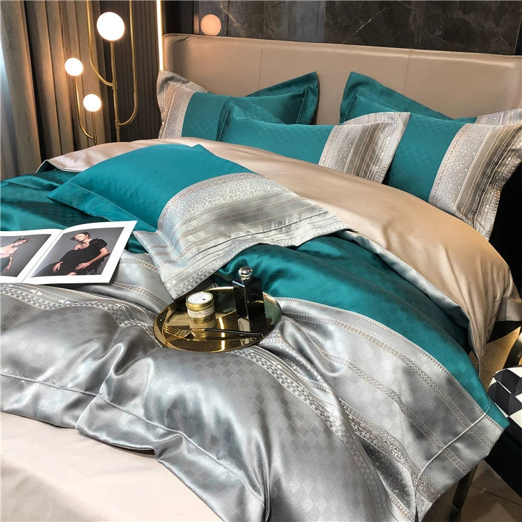 New Luxury Black Gold Yarn-dyed Jacquard Egyptian Cotton Bedding