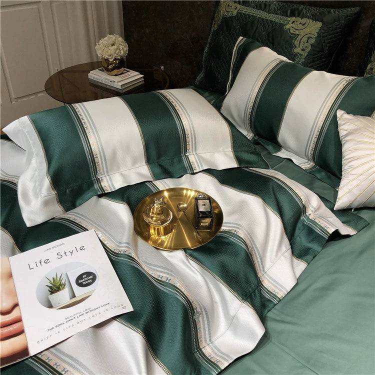 New Luxury Black Gold Yarn-dyed Jacquard Egyptian Cotton Bedding