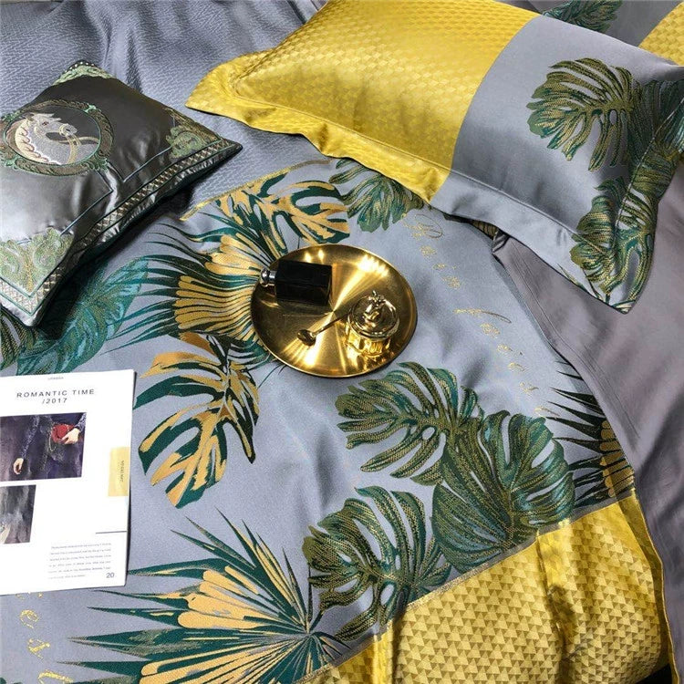 New Luxury Black Gold Yarn-dyed Jacquard Egyptian Cotton Bedding