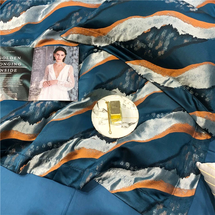New Luxury Black Gold Yarn-dyed Jacquard Egyptian Cotton Bedding