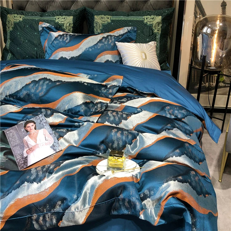 New Luxury Black Gold Yarn-dyed Jacquard Egyptian Cotton Bedding