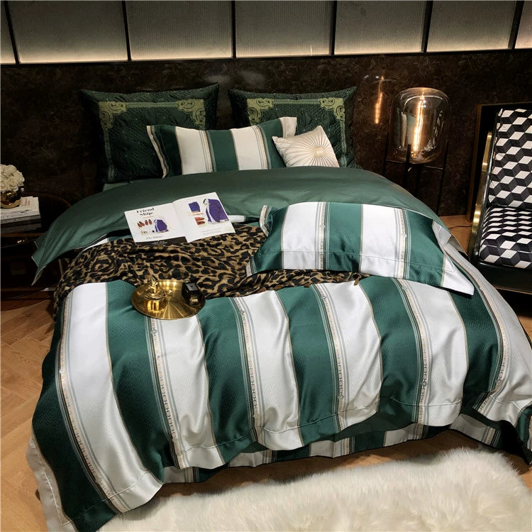 New Luxury Black Gold Yarn-dyed Jacquard Egyptian Cotton Bedding