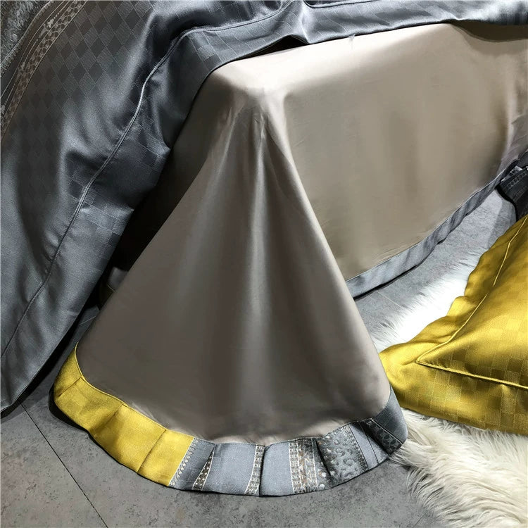 New Luxury Black Gold Yarn-dyed Jacquard Egyptian Cotton Bedding