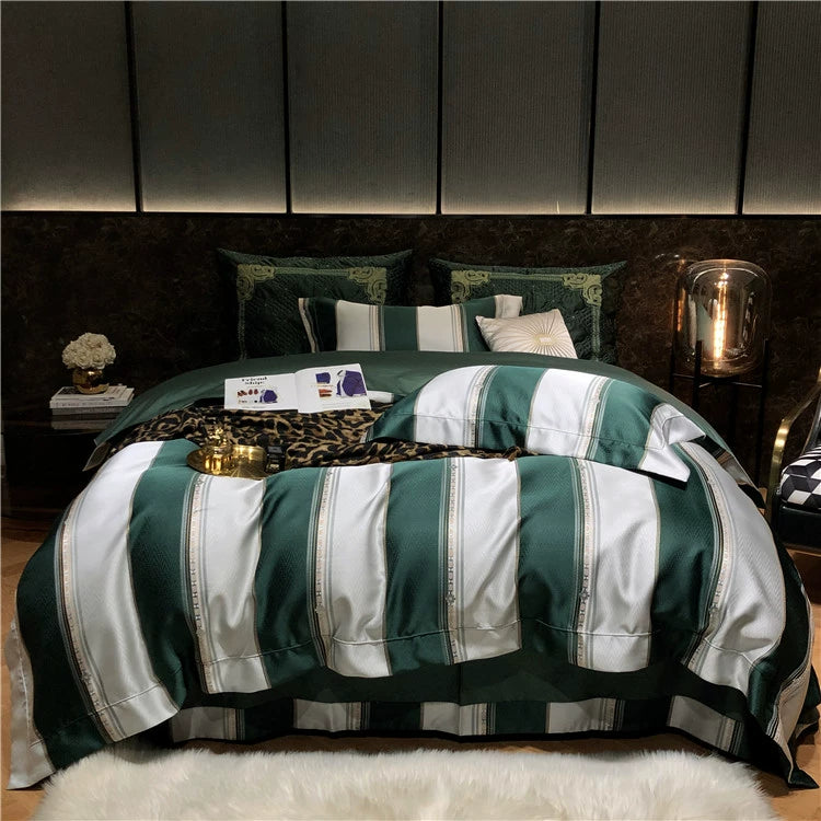 New Luxury Black Gold Yarn-dyed Jacquard Egyptian Cotton Bedding