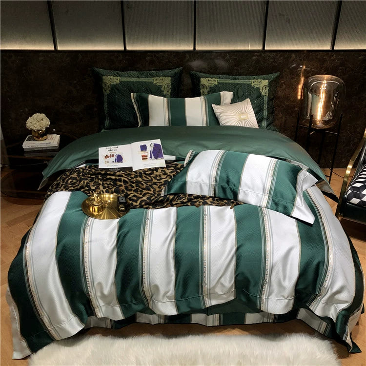 New Luxury Black Gold Yarn-dyed Jacquard Egyptian Cotton Bedding