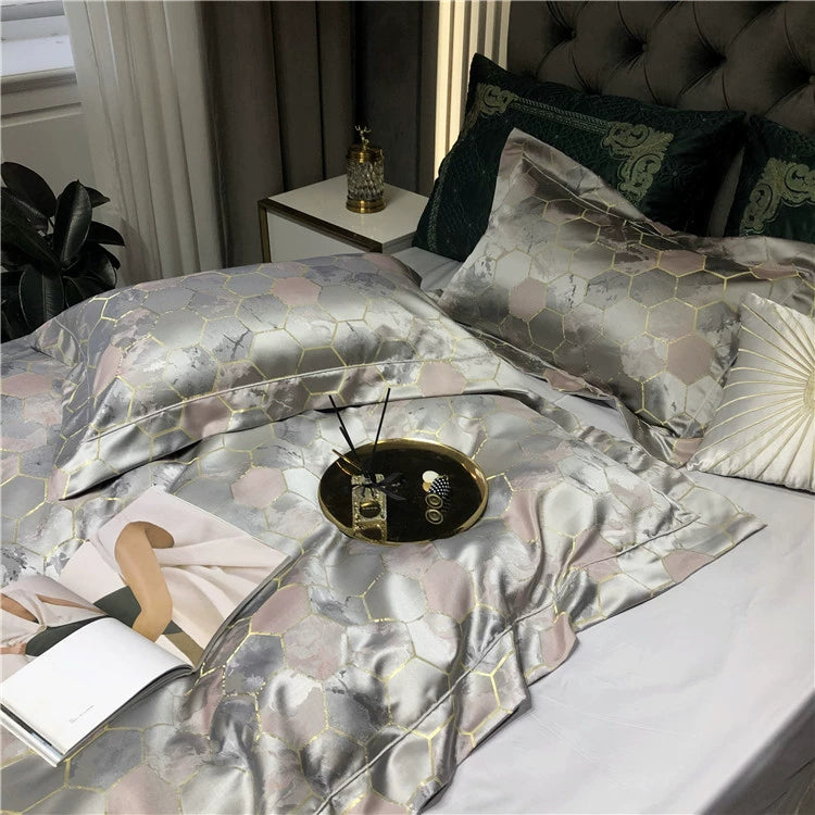 New Luxury Black Gold Yarn-dyed Jacquard Egyptian Cotton Bedding
