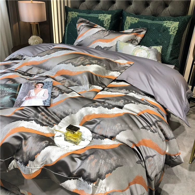 New Luxury Black Gold Yarn-dyed Jacquard Egyptian Cotton Bedding