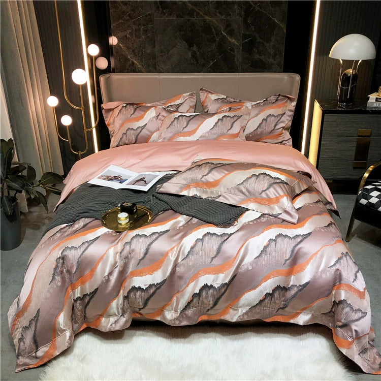 New Luxury Black Gold Yarn-dyed Jacquard Egyptian Cotton Bedding