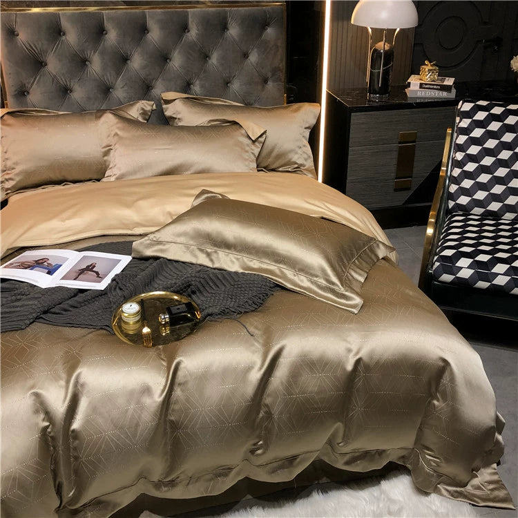 New Luxury Black Gold Yarn-dyed Jacquard Egyptian Cotton Bedding