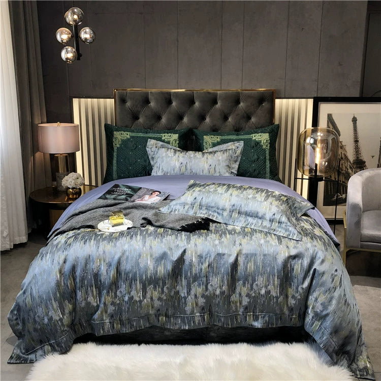 New Luxury Black Gold Yarn-dyed Jacquard Egyptian Cotton Bedding