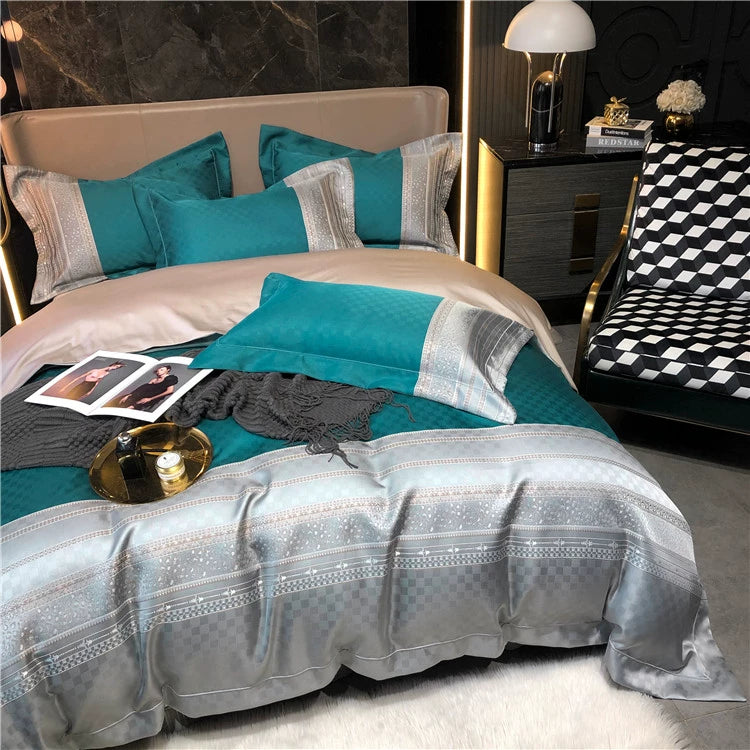 New Luxury Black Gold Yarn-dyed Jacquard Egyptian Cotton Bedding