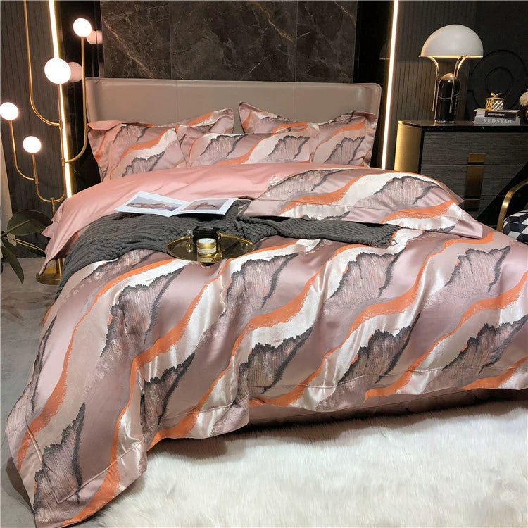 New Luxury Black Gold Yarn-dyed Jacquard Egyptian Cotton Bedding