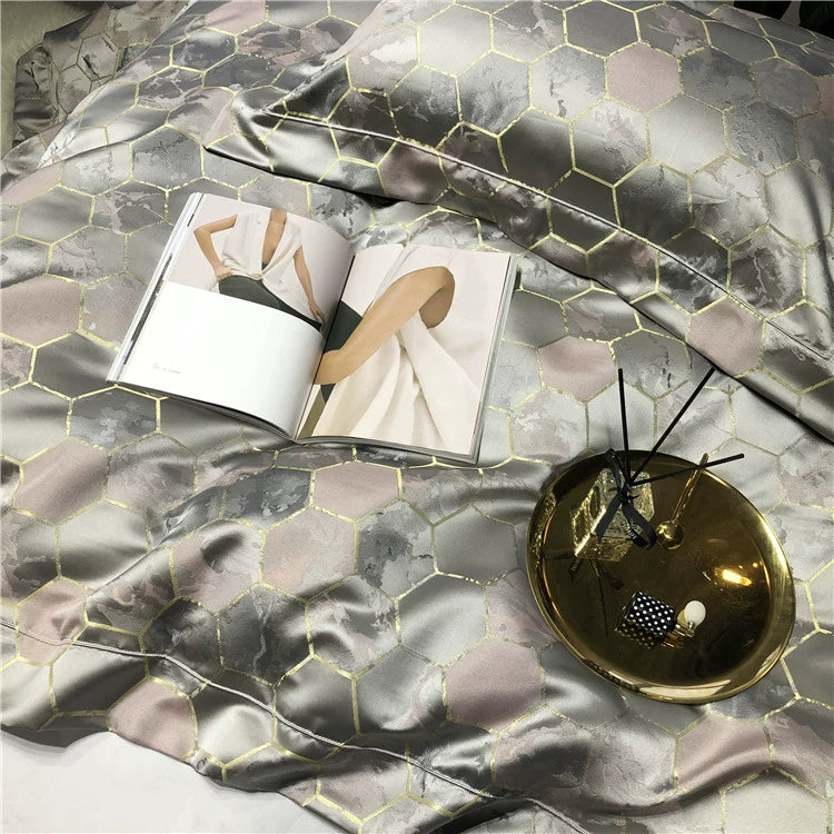 New Luxury Black Gold Yarn-dyed Jacquard Egyptian Cotton Bedding