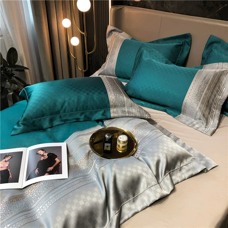 New Luxury Black Gold Yarn-dyed Jacquard Egyptian Cotton Bedding