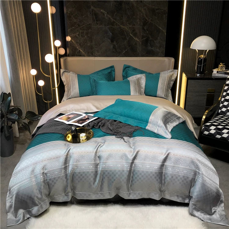 New Luxury Black Gold Yarn-dyed Jacquard Egyptian Cotton Bedding
