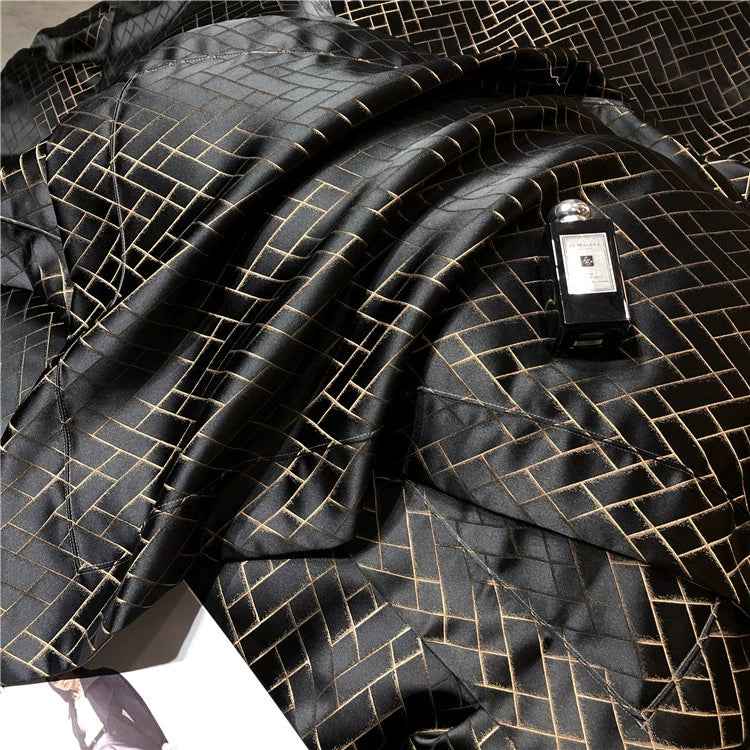 New Luxury Black Gold Yarn-dyed Jacquard Egyptian Cotton Bedding
