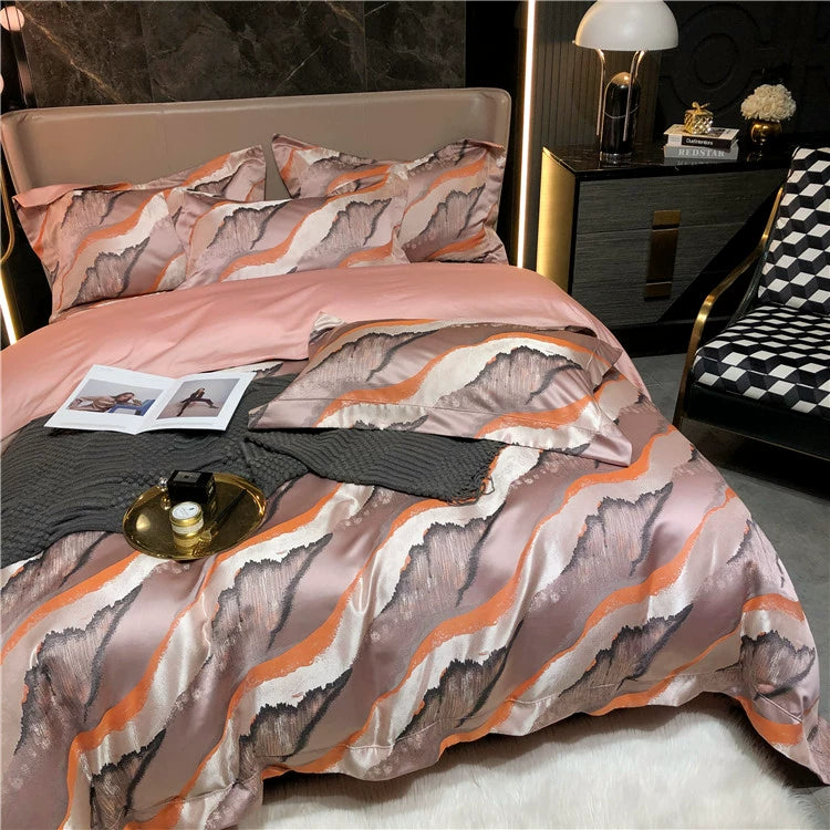 New Luxury Black Gold Yarn-dyed Jacquard Egyptian Cotton Bedding