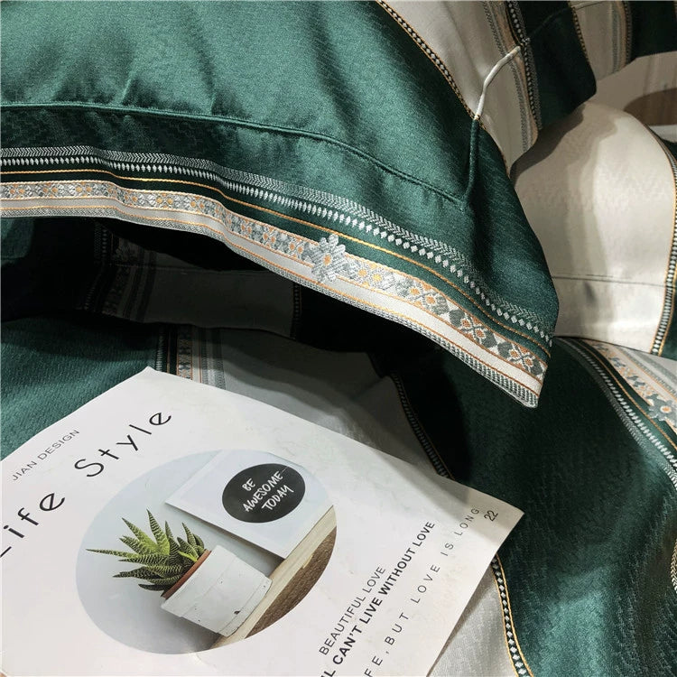 New Luxury Black Gold Yarn-dyed Jacquard Egyptian Cotton Bedding
