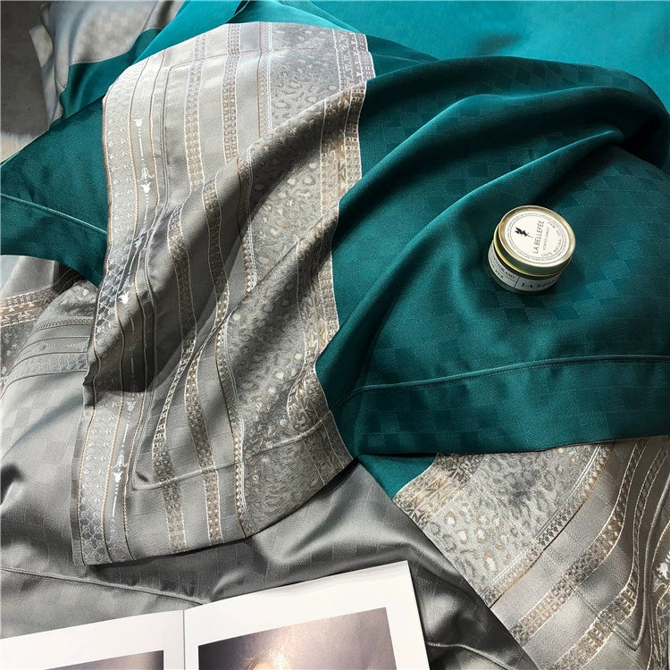 New Luxury Black Gold Yarn-dyed Jacquard Egyptian Cotton Bedding