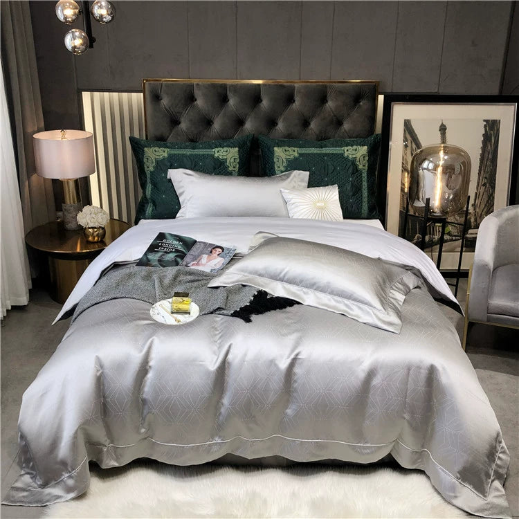 New Luxury Black Gold Yarn-dyed Jacquard Egyptian Cotton Bedding