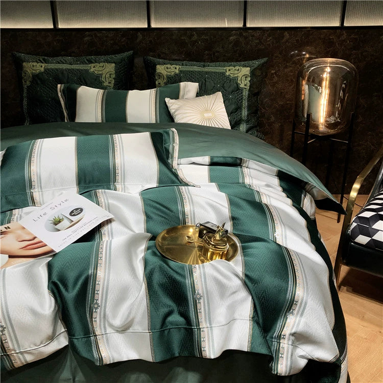 New Luxury Black Gold Yarn-dyed Jacquard Egyptian Cotton Bedding