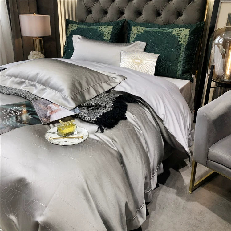 New Luxury Black Gold Yarn-dyed Jacquard Egyptian Cotton Bedding