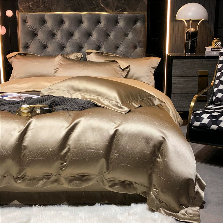 New Luxury Black Gold Yarn-dyed Jacquard Egyptian Cotton Bedding