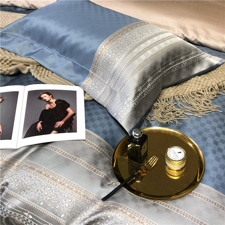 New Luxury Black Gold Yarn-dyed Jacquard Egyptian Cotton Bedding