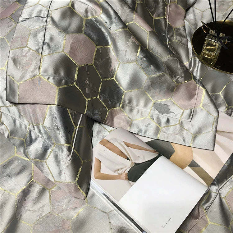 New Luxury Black Gold Yarn-dyed Jacquard Egyptian Cotton Bedding