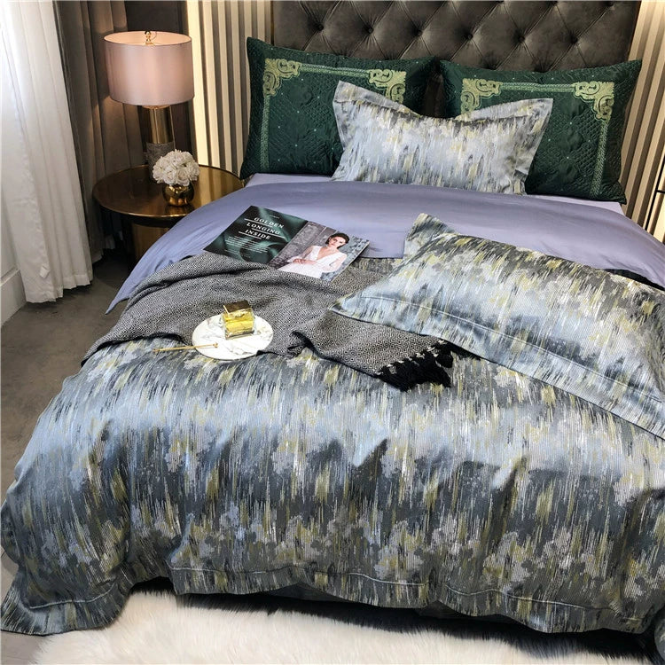 New Luxury Black Gold Yarn-dyed Jacquard Egyptian Cotton Bedding