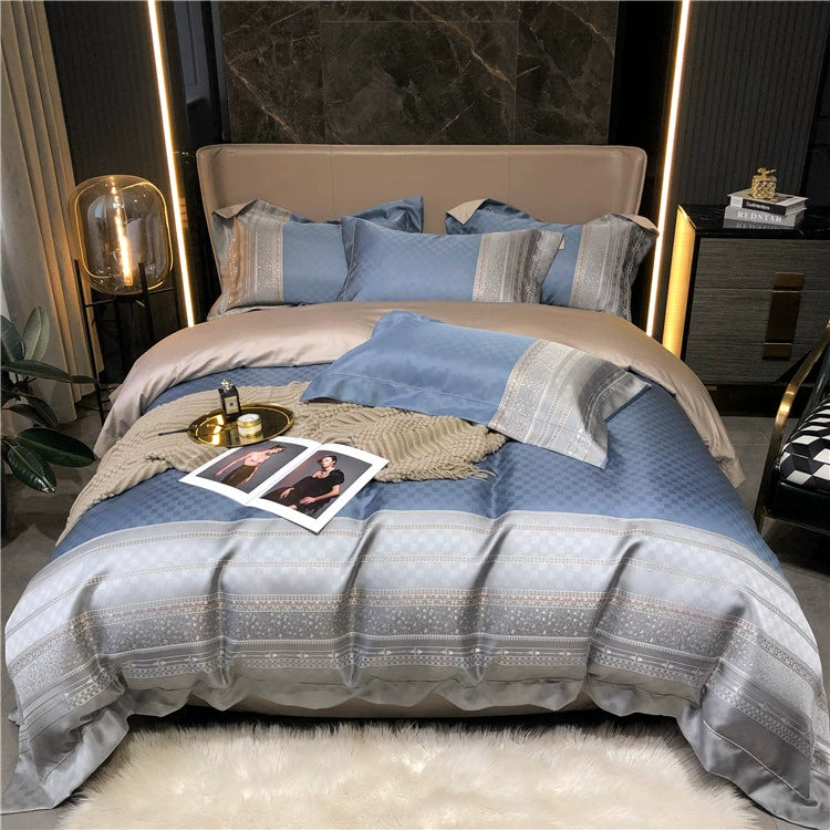 New Luxury Black Gold Yarn-dyed Jacquard Egyptian Cotton Bedding