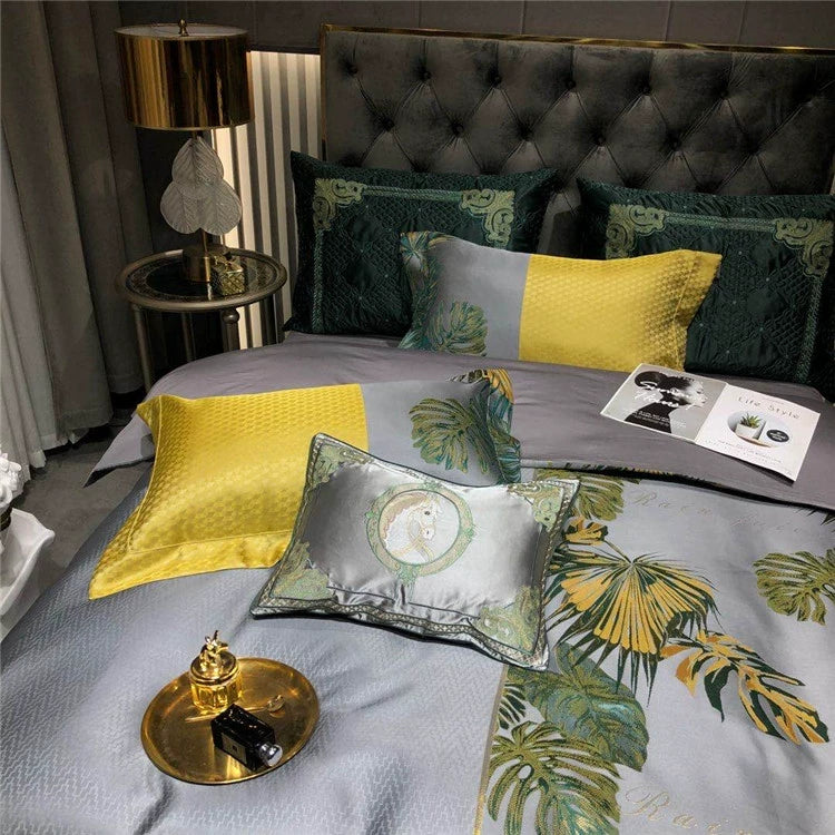 New Luxury Black Gold Yarn-dyed Jacquard Egyptian Cotton Bedding