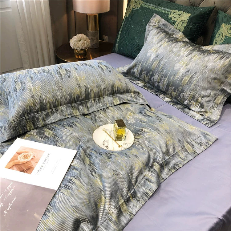 New Luxury Black Gold Yarn-dyed Jacquard Egyptian Cotton Bedding