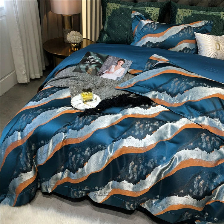 New Luxury Black Gold Yarn-dyed Jacquard Egyptian Cotton Bedding