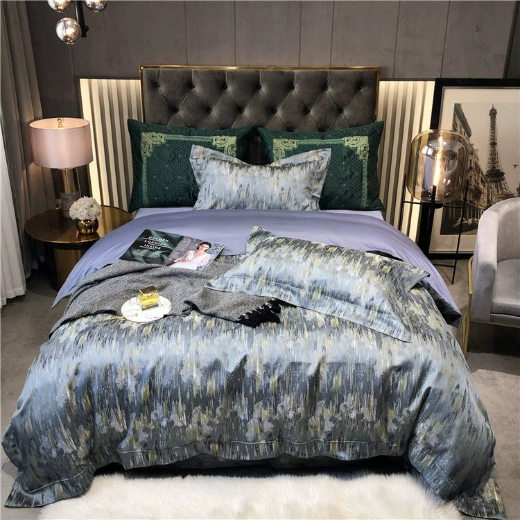 New Luxury Black Gold Yarn-dyed Jacquard Egyptian Cotton Bedding