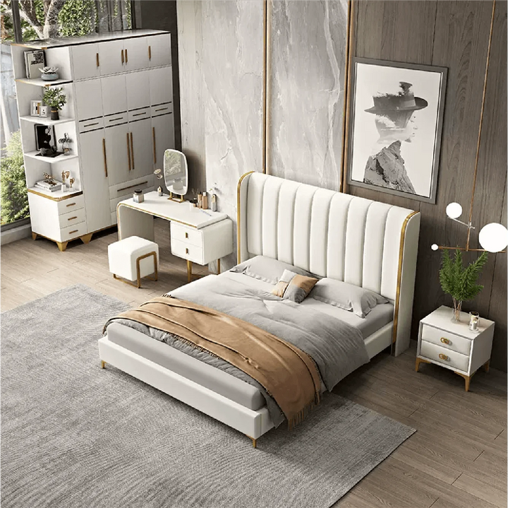 Soft Wooden Bed in King or Queen Size Upholstered