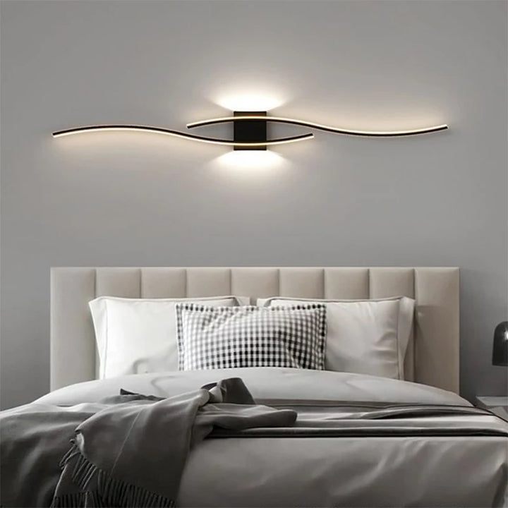 Modern LED Strip Wall Lamp Double Curve Remote Control