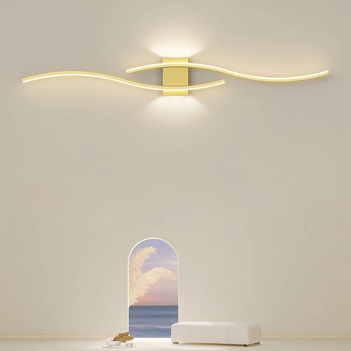 Modern LED Strip Wall Lamp Double Curve Remote Control