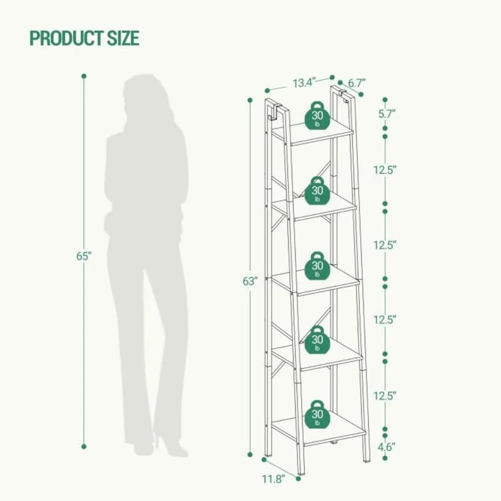 5-Tier Freestanding Corner Storage Shelve Bookcase